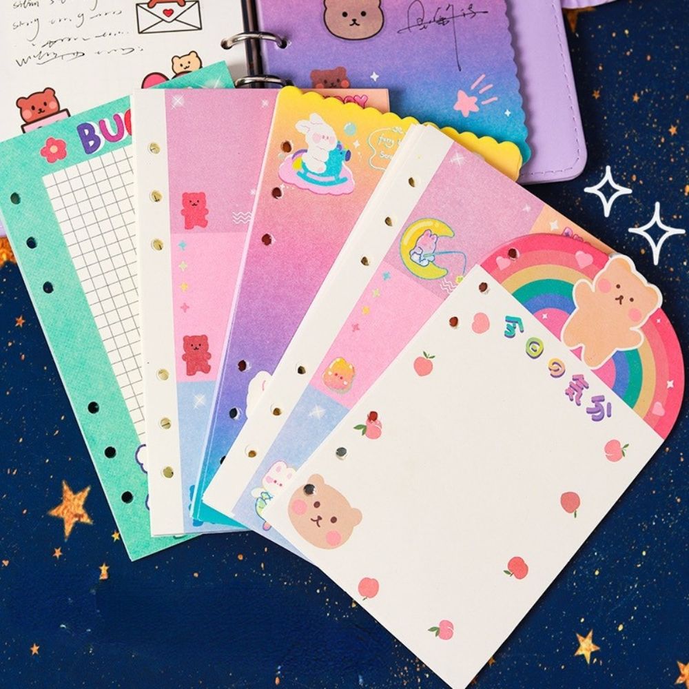Six Hole Heart Hand Account Page Looseleaf Notebook Adapter For The Core Cartoon Color Lattice Blank Inside Page